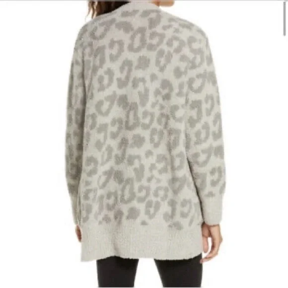 Barefoot Dreams Cozychic Leopard Cardigan in Warm Size L